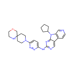 c1cc2c3cnc(Nc4ccc(N5CCC6(CC5)COCCN6)nn4)nc3n(C3CCCC3)c2cn1 ZINC000117681246