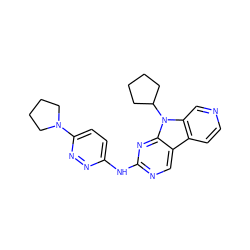 c1cc2c3cnc(Nc4ccc(N5CCCC5)nn4)nc3n(C3CCCC3)c2cn1 ZINC000169706696