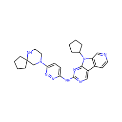 c1cc2c3cnc(Nc4ccc(N5CCNC6(CCCC6)C5)nn4)nc3n(C3CCCC3)c2cn1 ZINC000117689064