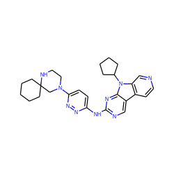 c1cc2c3cnc(Nc4ccc(N5CCNC6(CCCCC6)C5)nn4)nc3n(C3CCCC3)c2cn1 ZINC000117689447