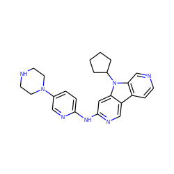 c1cc2c3cnc(Nc4ccc(N5CCNCC5)cn4)cc3n(C3CCCC3)c2cn1 ZINC000169706730