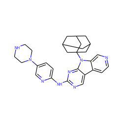 c1cc2c3cnc(Nc4ccc(N5CCNCC5)cn4)nc3n(C34CC5CC(CC(C5)C3)C4)c2cn1 ZINC000117684386