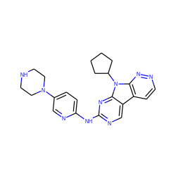 c1cc2c3cnc(Nc4ccc(N5CCNCC5)cn4)nc3n(C3CCCC3)c2nn1 ZINC000117685607