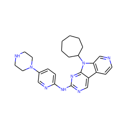 c1cc2c3cnc(Nc4ccc(N5CCNCC5)cn4)nc3n(C3CCCCCC3)c2cn1 ZINC000117693405