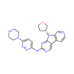 c1cc2c3cnc(Nc4ccc(N5CCNCC5)nn4)nc3n([C@@H]3CCOC3)c2cn1 ZINC000169706877