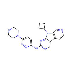 c1cc2c3cnc(Nc4ccc(N5CCNCC5)nn4)nc3n(C3CCC3)c2cn1 ZINC000169706796