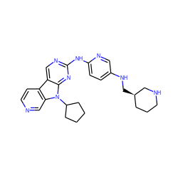 c1cc2c3cnc(Nc4ccc(NC[C@@H]5CCCNC5)cn4)nc3n(C3CCCC3)c2cn1 ZINC000169706643