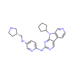 c1cc2c3cnc(Nc4ccc(NC[C@@H]5CCNC5)cn4)nc3n(C3CCCC3)c2cn1 ZINC000169706641