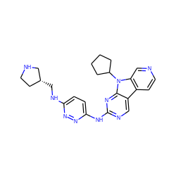 c1cc2c3cnc(Nc4ccc(NC[C@@H]5CCNC5)nn4)nc3n(C3CCCC3)c2cn1 ZINC000169706680