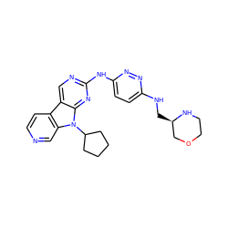 c1cc2c3cnc(Nc4ccc(NC[C@@H]5COCCN5)nn4)nc3n(C3CCCC3)c2cn1 ZINC000169706684