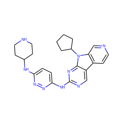 c1cc2c3cnc(Nc4ccc(NC5CCNCC5)nn4)nc3n(C3CCCC3)c2cn1 ZINC000169706678