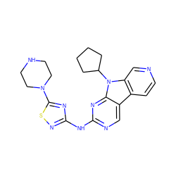 c1cc2c3cnc(Nc4nsc(N5CCNCC5)n4)nc3n(C3CCCC3)c2cn1 ZINC000169706713