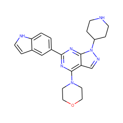 c1cc2cc(-c3nc(N4CCOCC4)c4cnn(C5CCNCC5)c4n3)ccc2[nH]1 ZINC000045288198