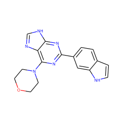 c1cc2ccc(-c3nc(N4CCOCC4)c4nc[nH]c4n3)cc2[nH]1 ZINC000045394271