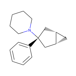 c1ccc([C@@]2(N3CCCCC3)C[C@@H]3C[C@@H]3C2)cc1 ZINC000100643075