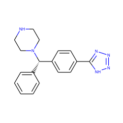 c1ccc([C@@H](c2ccc(-c3nnn[nH]3)cc2)N2CCNCC2)cc1 ZINC000022939756