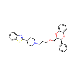 c1ccc([C@@H]2Oc3ccccc3O[C@@H]2COCCCN2CCC(c3nc4ccccc4s3)CC2)cc1 ZINC000169312227