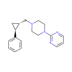 c1ccc([C@H]2C[C@@H]2CN2CCN(c3ncccn3)CC2)cc1 ZINC000012356057