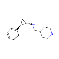 c1ccc([C@H]2C[C@@H]2NCC2CCNCC2)cc1 ZINC000044675701