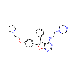 c1ccc(-c2c(-c3ccc(OCCN4CCCC4)cc3)oc3ncnc(NCCN4CCNCC4)c23)cc1 ZINC000028879303