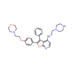 c1ccc(-c2c(-c3ccc(OCCN4CCOCC4)cc3)oc3nccc(NCCN4CCNCC4)c23)cc1 ZINC000023359506