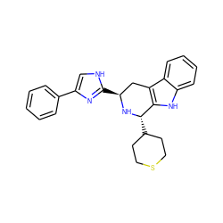 c1ccc(-c2c[nH]c([C@H]3Cc4c([nH]c5ccccc45)[C@H](C4CCSCC4)N3)n2)cc1 ZINC000084688198