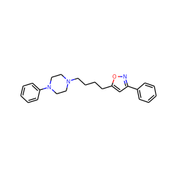 c1ccc(-c2cc(CCCCN3CCN(c4ccccc4)CC3)on2)cc1 ZINC000013441287