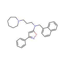 c1ccc(-c2cc(N(CCCN3CCCCCC3)Cc3cccc4ccccc34)on2)cc1 ZINC000013437464