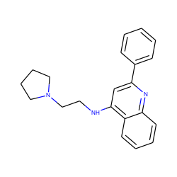 c1ccc(-c2cc(NCCN3CCCC3)c3ccccc3n2)cc1 ZINC000004541734