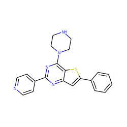 c1ccc(-c2cc3nc(-c4ccncc4)nc(N4CCNCC4)c3s2)cc1 ZINC000223667143