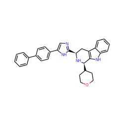 c1ccc(-c2ccc(-c3cnc([C@H]4Cc5c([nH]c6ccccc56)[C@@H](C5CCOCC5)N4)[nH]3)cc2)cc1 ZINC000653717917