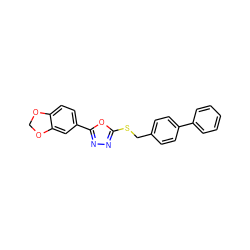 c1ccc(-c2ccc(CSc3nnc(-c4ccc5c(c4)OCO5)o3)cc2)cc1 ZINC000005019100