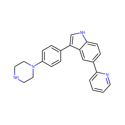 c1ccc(-c2ccc3[nH]cc(-c4ccc(N5CCNCC5)cc4)c3c2)nc1 ZINC000073138054