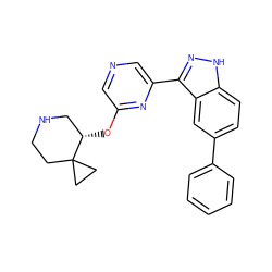 c1ccc(-c2ccc3[nH]nc(-c4cncc(O[C@H]5CNCCC56CC6)n4)c3c2)cc1 ZINC000299870966