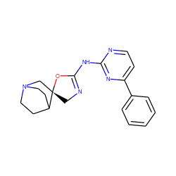 c1ccc(-c2ccnc(NC3=NC[C@@]4(CN5CCC4CC5)O3)n2)cc1 ZINC001772581273