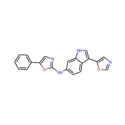 c1ccc(-c2cnc(Nc3ccc4c(-c5cnco5)c[nH]c4c3)o2)cc1 ZINC000012354258