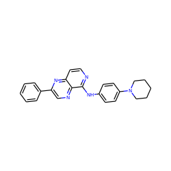 c1ccc(-c2cnc3c(Nc4ccc(N5CCCCC5)cc4)nccc3n2)cc1 ZINC000653724801