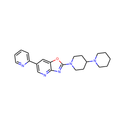 c1ccc(-c2cnc3nc(N4CCC(N5CCCCC5)CC4)oc3c2)nc1 ZINC000073297113