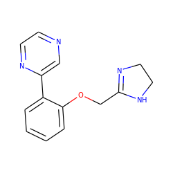 c1ccc(-c2cnccn2)c(OCC2=NCCN2)c1 ZINC000013437816