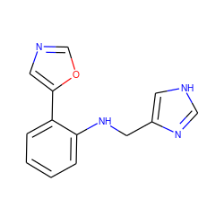 c1ccc(-c2cnco2)c(NCc2c[nH]cn2)c1 ZINC000013860600