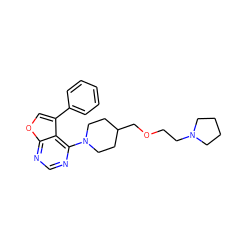 c1ccc(-c2coc3ncnc(N4CCC(COCCN5CCCC5)CC4)c23)cc1 ZINC000146511700