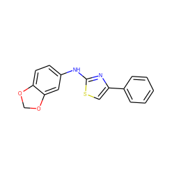 c1ccc(-c2csc(Nc3ccc4c(c3)OCO4)n2)cc1 ZINC000000051594