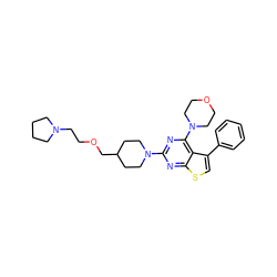 c1ccc(-c2csc3nc(N4CCC(COCCN5CCCC5)CC4)nc(N4CCOCC4)c23)cc1 ZINC000146514041