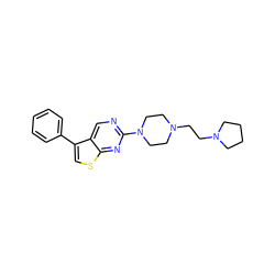 c1ccc(-c2csc3nc(N4CCN(CCN5CCCC5)CC4)ncc23)cc1 ZINC000146362444