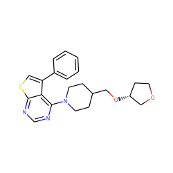 c1ccc(-c2csc3ncnc(N4CCC(CO[C@@H]5CCOC5)CC4)c23)cc1 ZINC000146359189