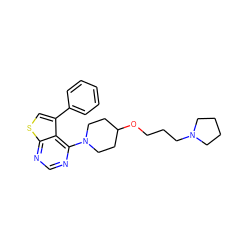 c1ccc(-c2csc3ncnc(N4CCC(OCCCN5CCCC5)CC4)c23)cc1 ZINC000146621454