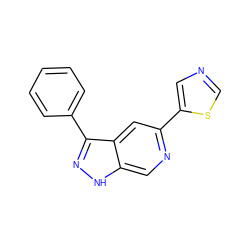 c1ccc(-c2n[nH]c3cnc(-c4cncs4)cc23)cc1 ZINC000205245448