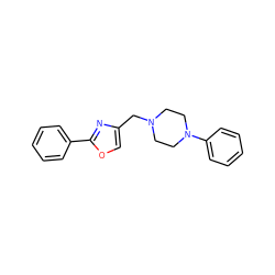 c1ccc(-c2nc(CN3CCN(c4ccccc4)CC3)co2)cc1 ZINC000012534453