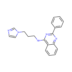 c1ccc(-c2nc(NCCCn3ccnc3)c3ccccc3n2)cc1 ZINC000012633284