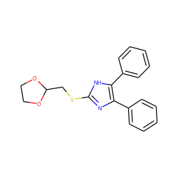 c1ccc(-c2nc(SCC3OCCO3)[nH]c2-c2ccccc2)cc1 ZINC000000015099